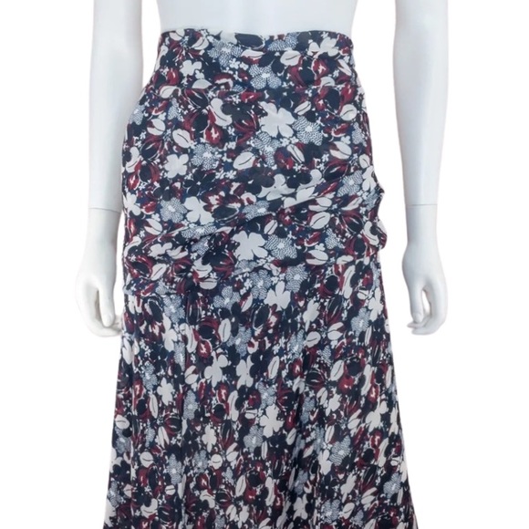 VERONICA BEARD Madison Silk Floral Ruched A-Line Skirt - Picture 3 of 9